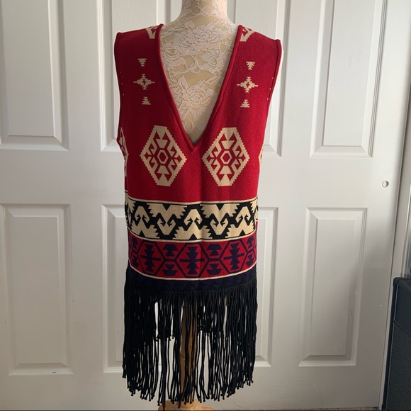 Andrea Jovine VTG 80s Wool Fringe Sweater Dress - Picture 7 of 8